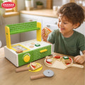 Chanak Wooden 27 Pcs Realistic Pizza Pretend Play Set for Kids, Kitchen Play Kit with Pizza Slices, Oven, Toppings & Serving Tools Perfect Gift Food playset for Boys & Girls 3+ Years, BIS Approved