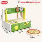 Chanak Wooden 27 Pcs Realistic Pizza Pretend Play Set for Kids, Kitchen Play Kit with Pizza Slices, Oven, Toppings & Serving Tools Perfect Gift Food playset for Boys & Girls 3+ Years, BIS Approved