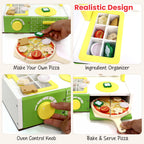 Chanak Wooden 27 Pcs Realistic Pizza Pretend Play Set for Kids, Kitchen Play Kit with Pizza Slices, Oven, Toppings & Serving Tools Perfect Gift Food playset for Boys & Girls 3+ Years, BIS Approved