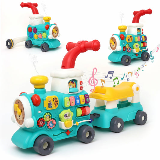 Chanak 5 in 1 Tiny Train Baby Walker for Kids with 5 Activites includes Piano, Gears, Maze, Clock & Smoke Function, 100% Safe Non-Toxic Colors & Smooth Edges for Kids Age Above 9+ months. chanak