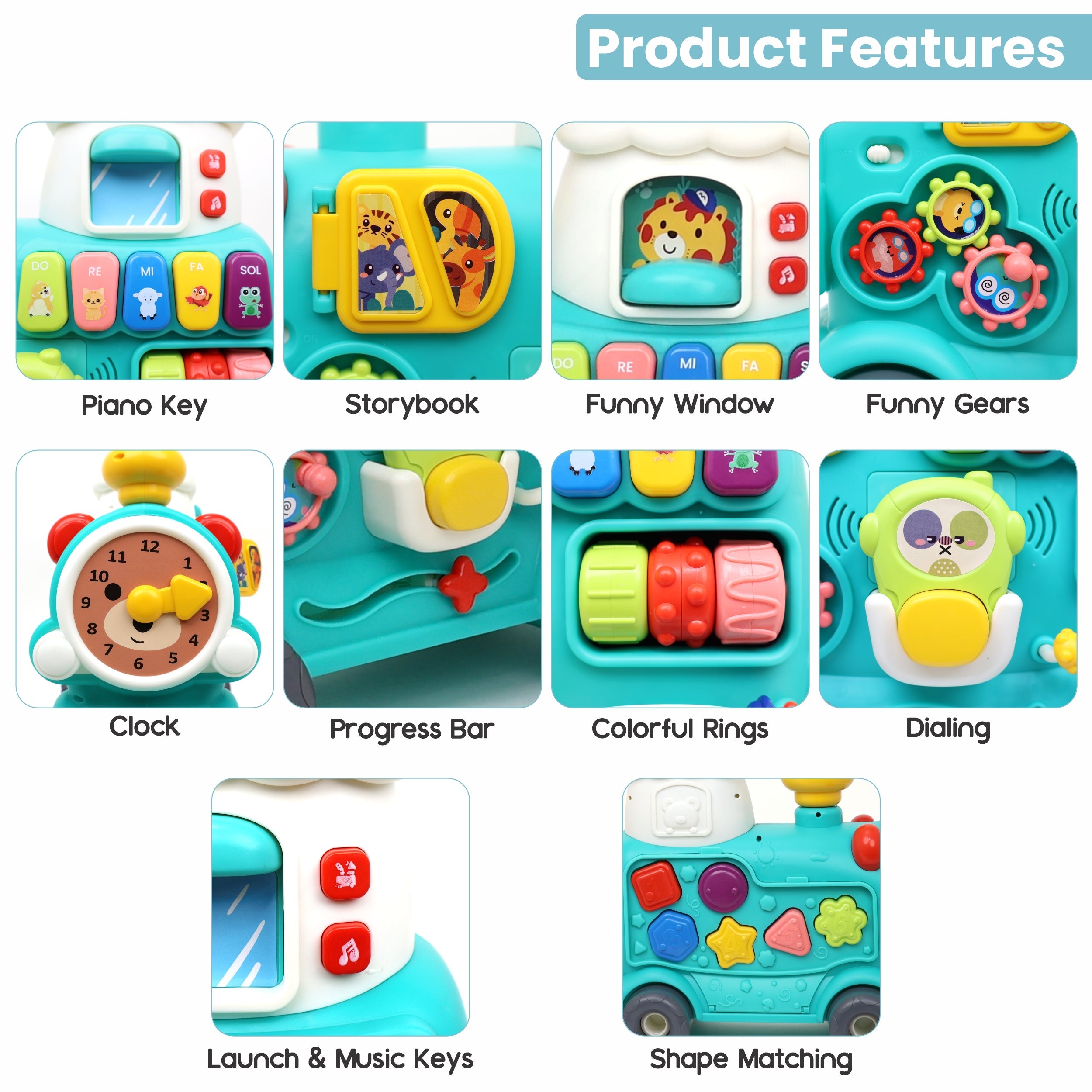 Chanak 5 in 1 Tiny Train Baby Walker for Kids with 5 Activites includes Piano, Gears, Maze, Clock & Smoke Function, 100% Safe Non-Toxic Colors & Smooth Edges for Kids Age Above 9+ months. chanak