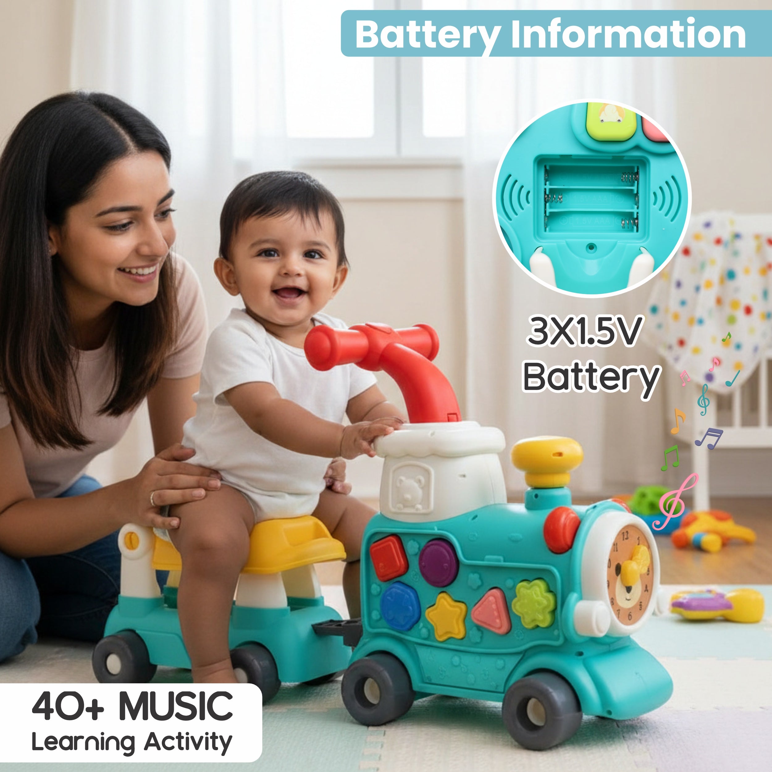 Chanak 5 in 1 Tiny Train Baby Walker for Kids with 5 Activites includes Piano, Gears, Maze, Clock & Smoke Function, 100% Safe Non-Toxic Colors & Smooth Edges for Kids Age Above 9+ months. chanak