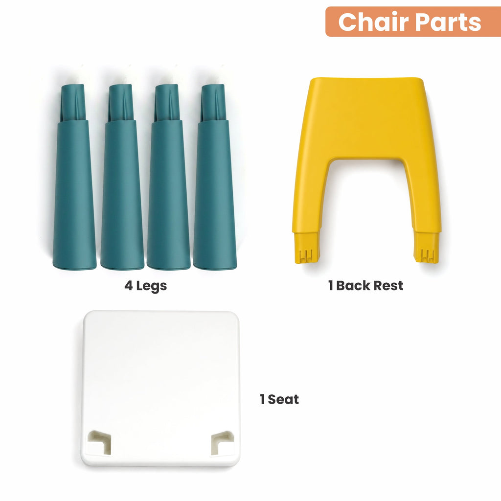 Chanak 4 In 1 Kids Study Table With Chair - Multifunctional Study Table For Reading, Building Blocks Drawing - Round Edge Kids Desk With Storage Tray - Foldable Desk Set Upto 40 Kg Weight Capacity chanak