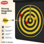 Chanak Magnetic Dart Board for Kids 5+ Years | Dual Sided Foldable 14 Inch Mat with 4 Blunt-Tip Darts – BIS Approved