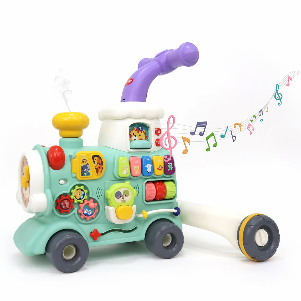 Chanak Mini Tiny Train Baby Walker - Ride-On Train for Kids 9+ Months, Musical Toy with Push & Pull Handle, Multi Activity Learning Walker with Gears, Animal Sounds, Sensory Play for Boys & Girls