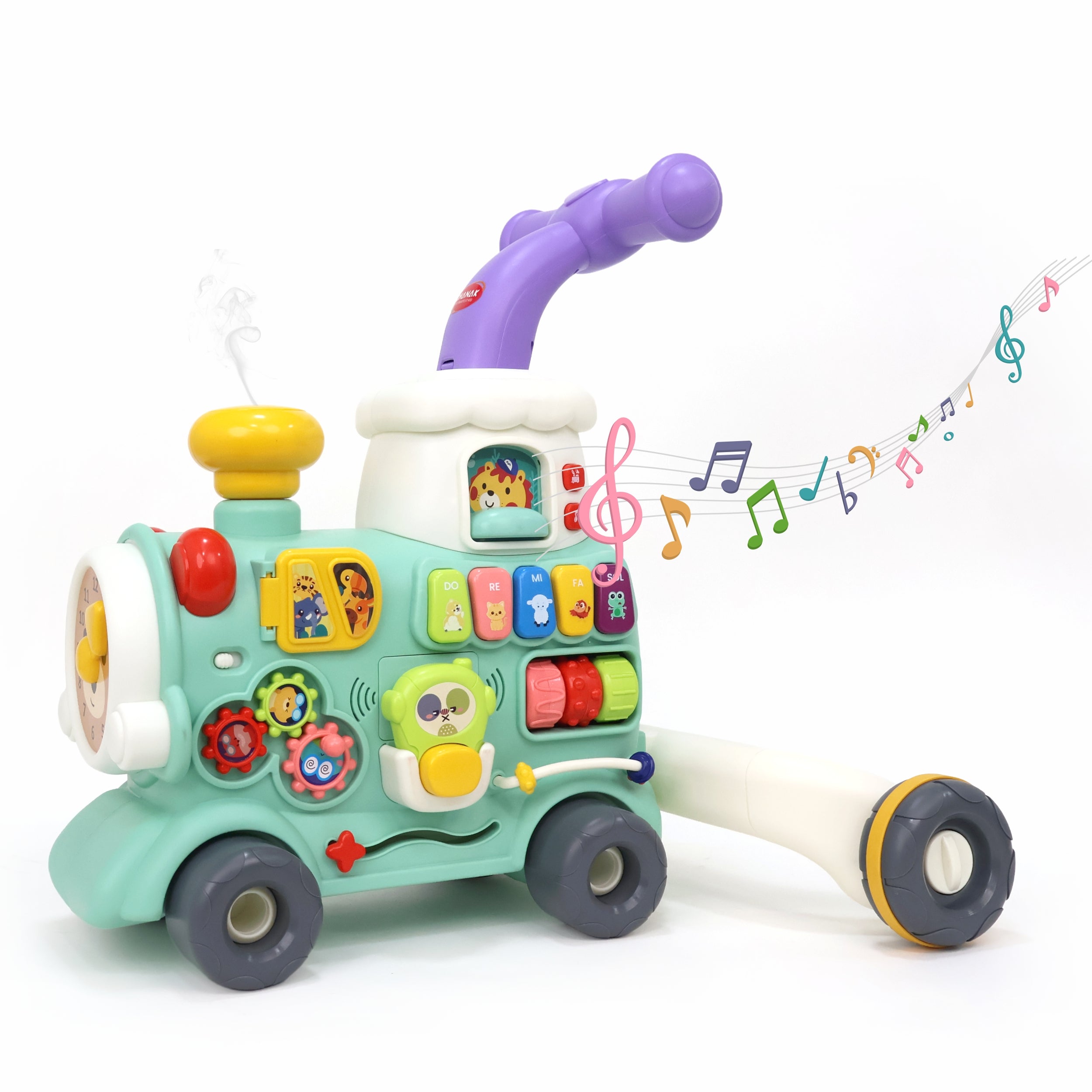 Chanak Mini Tiny Train Baby Walker - Ride-On Train for Kids 9+ Months, Musical Toy with Push & Pull Handle, Multi Activity Learning Walker with Gears, Animal Sounds, Sensory Play for Boys & Girls