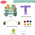Chanak Mini Tiny Train Baby Walker - Ride-On Train for Kids 9+ Months, Musical Toy with Push & Pull Handle, Multi Activity Learning Walker with Gears, Animal Sounds, Sensory Play for Boys & Girls