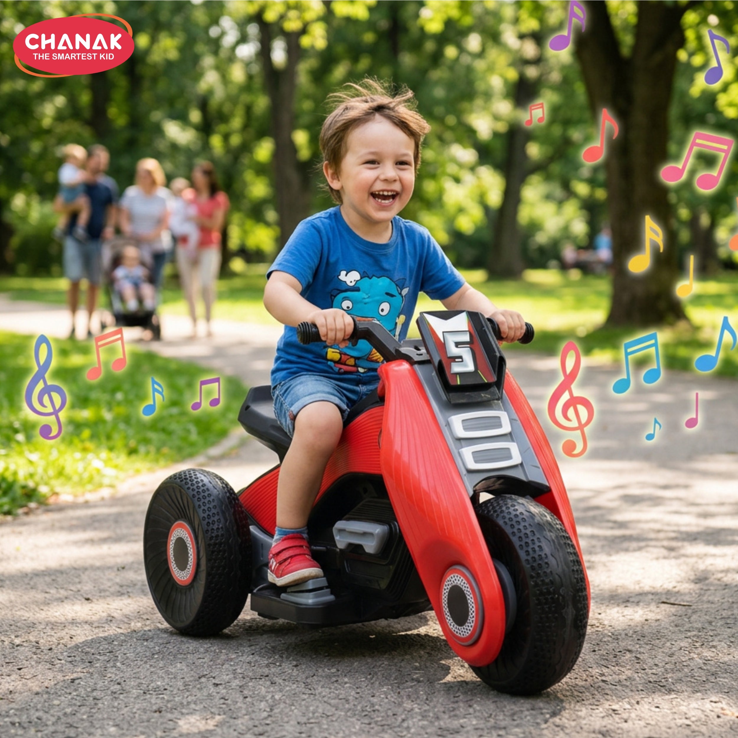 Chanak Electric Kids Bike, 6V Rechargeable Battery Electric Ride-On Toy Bike, Electric Bike for Kids with Three Wheel, Wide Tires & Handlebar Control, Kids Scooter for Girls & Boys 3+ (Red)