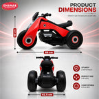 Chanak Electric Ride-On Bike for Kids 3+ Years | 6V Rechargeable 3-Wheel Scooter with Wide Tyres – BIS Approved (Red) – 6 Month Replacement Warranty
