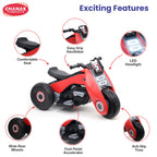 Chanak Electric Kids Bike, 6V Rechargeable Battery Electric Ride-On Toy Bike, Electric Bike for Kids with Three Wheel, Wide Tires & Handlebar Control, Kids Scooter for Girls & Boys 3+ (Red)