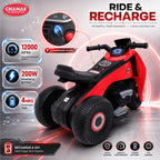 Chanak Electric Ride-On Bike for Kids 3+ Years | 6V Rechargeable 3-Wheel Scooter with Wide Tyres – BIS Approved (Red) – 6 Month Replacement Warranty
