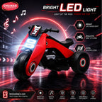 Chanak Electric Ride-On Bike for Kids 3+ Years | 6V Rechargeable 3-Wheel Scooter with Wide Tyres – BIS Approved (Red) – 6 Month Replacement Warranty