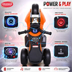 Chanak Electric Ride-On Bike for Kids 3+ Years | 6V Rechargeable 3-Wheel Scooter with Wide Tyres – BIS Approved (Orange)