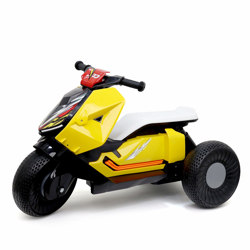 Chanak Kids Electric Scooty, 6V Rechargeable Scooter, 3 Wheel Electric Ride On Scooter, Heavy Duty Ride-On Bike for Boys & Girls with Tires & Easy Steering Handlebar, Kids Electric Scooty 3+, (Yellow)