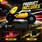 Chanak Kids Electric Scooty, 6V Rechargeable Scooter, 3 Wheel Electric Ride On Scooter, Heavy Duty Ride-On Bike for Boys & Girls with Tires & Easy Steering Handlebar, Kids Electric Scooty 3+, (Yellow)