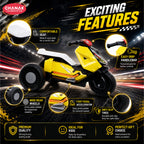 Chanak Kids Electric Scooty, 6V Rechargeable Scooter, 3 Wheel Electric Ride On Scooter, Heavy Duty Ride-On Bike for Boys & Girls with Tires & Easy Steering Handlebar, Kids Electric Scooty 3+, (Yellow)