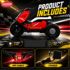 Chanak Kids Electric Scooty, 6V Rechargeable Scooter, 3 Wheel Electric Ride On Scooter, Heavy Duty Ride-On Bike for Boys & Girls with Tires & Easy Steering Handlebar, Kids Electric Scooty 3+,Red