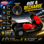 Chanak Kids Electric Scooty, 6V Rechargeable Scooter, 3 Wheel Electric Ride On Scooter, Heavy Duty Ride-On Bike for Boys & Girls with Tires & Easy Steering Handlebar, Kids Electric Scooty 3+,Red