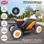 Chanak Electric ATV Quad Bike for Kids 3+ Years | 4-Wheel Ride-On with Music, LED Lights & Rechargeable Battery – BIS Approved(Black)