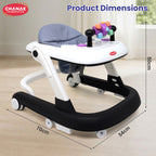 Chanak Baby Walker, Adjustable Height Push Walker for Babies 6-18 Months, Walker for Kids with Music for Baby Boys & Girls Foldable Learning Walker with Detachable Activity Tray & Food Tray(Gray)