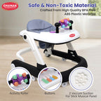 Chanak Baby Walker, Adjustable Height Push Walker for Babies 6-18 Months, Walker for Kids with Music for Baby Boys & Girls Foldable Learning Walker with Detachable Activity Tray & Food Tray(Gray)