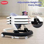 Chanak Baby Walker, Adjustable Height Push Walker for Babies 6-18 Months, Walker for Kids with Music for Baby Boys & Girls Foldable Learning Walker with Detachable Activity Tray & Food Tray(Gray)