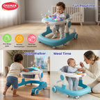 Chanak Baby Walker, Adjustable Height Push Walker for Babies 6-18 Months, Walker for Kids with Music for Baby Boys & Girls Foldable Learning Walker with Detachable Food Tray