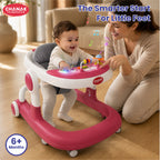 Chanak Baby Walker for 6-18 Months | Adjustable Height Foldable Push Walker with Music & Detachable Food Tray – BIS Approved (Pink)