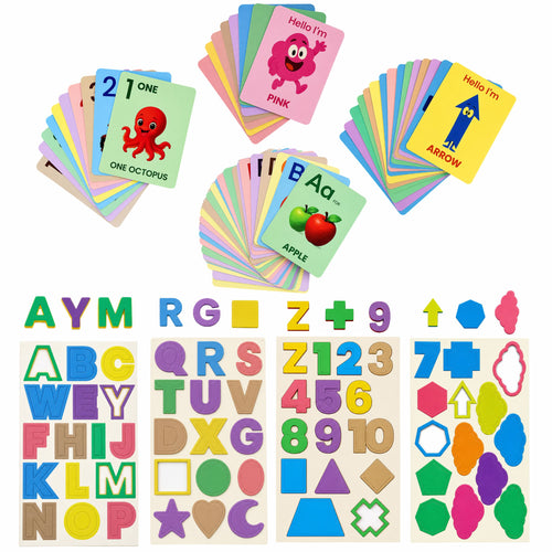 Chanak 4-in-1 Educational Board for Kids 3+ Years | 60 Cards, ABCD & Number Puzzles, EVA Foam Shapes – BIS Approved