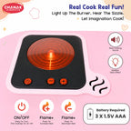 Chanak Wooden Yum Yum Yard Kitchen Set for Girls with Cooktop Sound & Lights, 42 Pcs Pretend Play Cooking Toys with Oven & Fry Pan, Role Play Kitchen Set Toy for Kids with Storage Compartments 3Y+