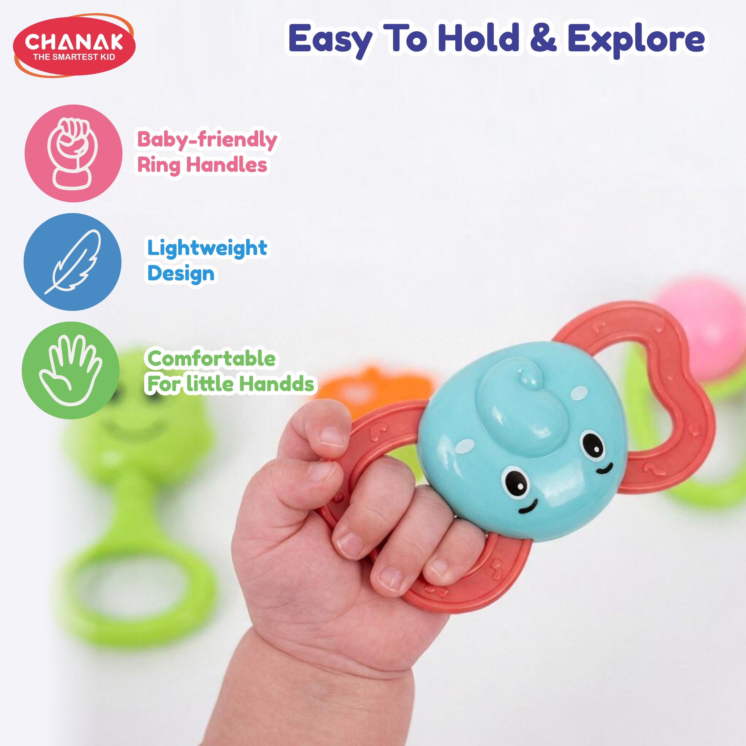 Chanak Baby Rattle Set for Newborns 0-6 Months