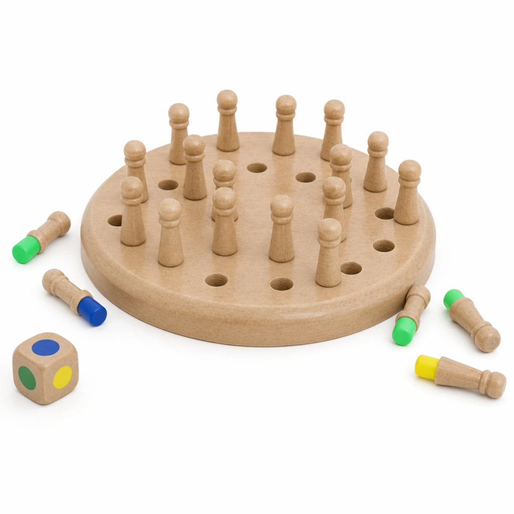 Chanak Memory Chess Game for Kids with 24 Coloured Pegs & 1 Dice, Memory Match Stick Chess, Educational Block Board Games, Multiplayer Brain Puzzle Game for Boys & Girls 3Y+, BIS Approved