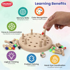 Chanak Memory Chess Game for Kids with 24 Coloured Pegs & 1 Dice, Memory Match Stick Chess, Educational Block Board Games, Multiplayer Brain Puzzle Game for Boys & Girls 3Y+, BIS Approved