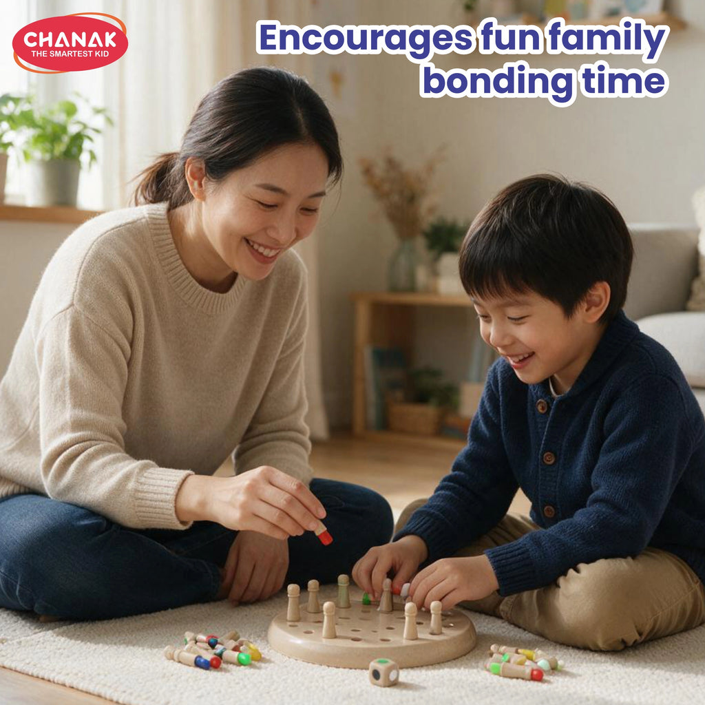 Chanak Memory Chess Game for Kids with 24 Coloured Pegs & 1 Dice, Memory Match Stick Chess, Educational Block Board Games, Multiplayer Brain Puzzle Game for Boys & Girls 3Y+, BIS Approved