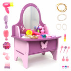 Chanak Wooden Vanity Dressing Table for Girls 3+ Years | 15+ Accessories Makeup Kit with Mirror & Storage – BIS Approved
