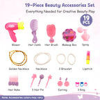 Chanak Wooden Glamore Vanity Dressing Table for Girls 3+ Years | 15+ Accessories Makeup Kit with Mirror & Storage