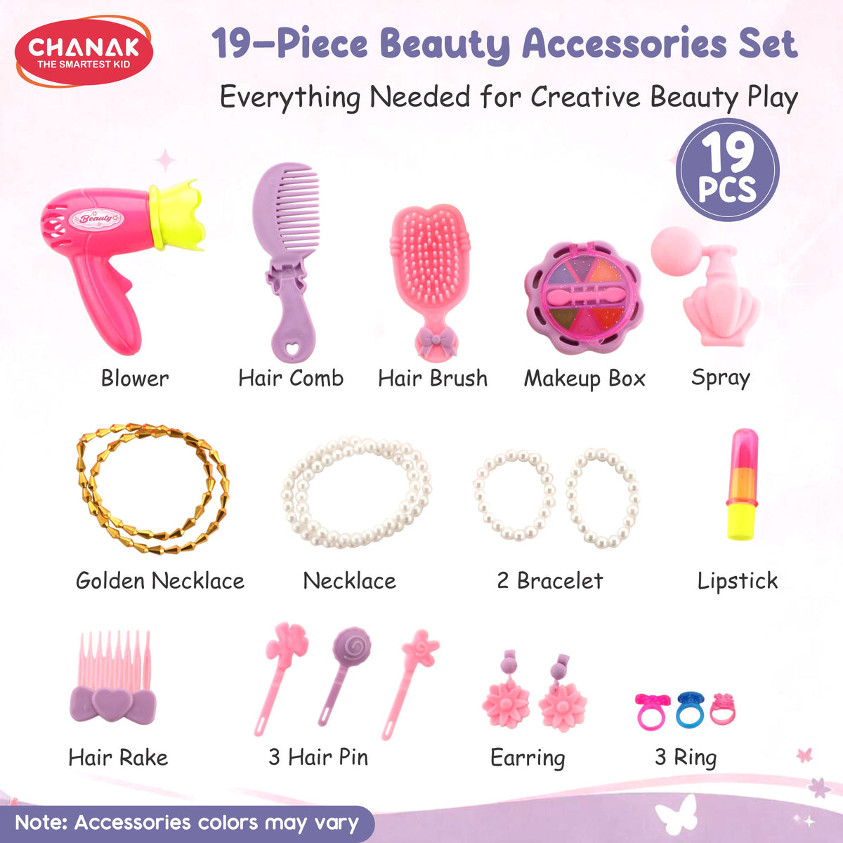 Chanak Wooden Vanity Dressing Table for Girls 3+ Years | 15+ Accessories Makeup Kit with Mirror & Storage – BIS Approved