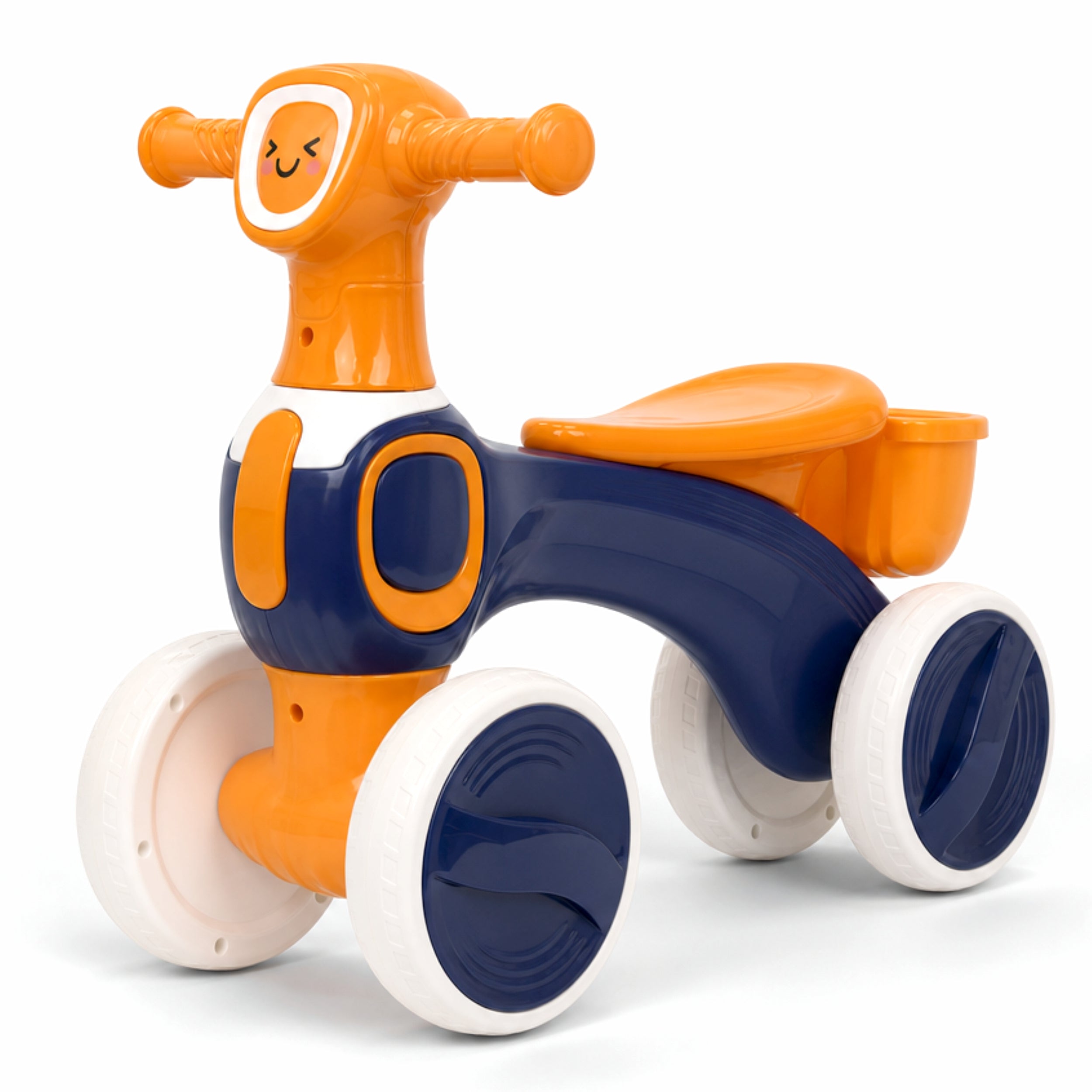 Chanak Push Ride On Bikes for Kids Non-Slip Grip Balance Bike Ride Toy Manual Push Bike with Music & Light, Smooth Wheels, Lightweight Frame, Storage Basket, Toy Vehicle for Boys & Girls (Orange)