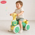 Chanak Push Ride On Bikes for Kids Non-Slip Grip Balance Bike Ride Toy Manual Push Bike with Music & Light, Smooth Wheels, Lightweight Frame, Storage Basket, Toy Vehicle for Boys & Girls