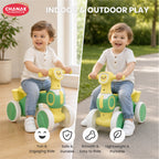 Chanak Push Ride On Bikes for Kids Non-Slip Grip Balance Bike Ride Toy Manual Push Bike with Music & Light, Smooth Wheels, Lightweight Frame, Storage Basket, Toy Vehicle for Boys & Girls