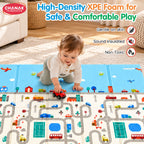 Chanak Baby Mats for Floor, Foldable Baby Mats, 6.46 X 4.92 Ft Reversible Crawling Play Mat with Soft Cushioned Anti-Slip Surface, Waterproof & Easy to Clean Portable Kids Floor Mat with Carry Bag