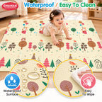 Chanak Baby Mats for Floor, Foldable Baby Mats, 6.46 X 4.92 Ft Reversible Crawling Play Mat with Soft Cushioned Anti-Slip Surface, Waterproof & Easy to Clean Portable Kids Floor Mat with Carry Bag