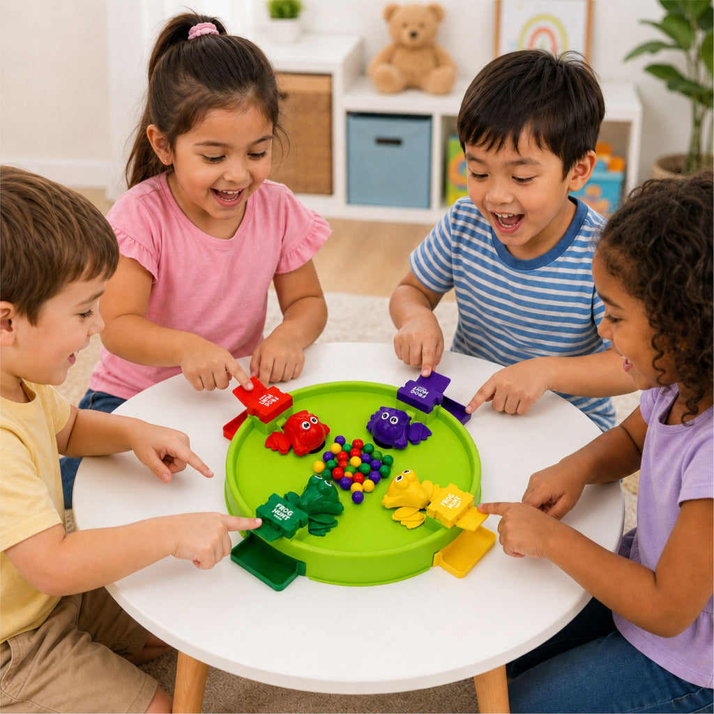 Chanak Hungry Frog Game for Kids 4+ Years | Press & Catch Frog Eating Beans Game with 32 Balls – BIS Approved(Green)