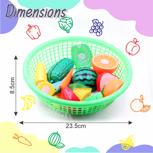 Chanak's Fruits and Vegetables Set in One Basket with Chopper Board & Knife for Kids, Fruit & Vegetable Combo (Green Basket) Aditi Toys Pvt. Ltd.