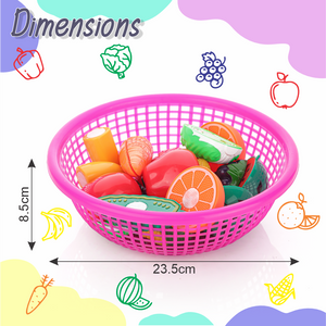 Chanak's Fruits and Vegetables Set in One Basket with Chopper Board & Knife for Kids, Fruit & Vegetable Combo (Pink Basket) Aditi Toys Pvt. Ltd.