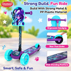Chanak 3 Wheel Kick Scooter for Kids, Adjustable Handlebar Kids Scooter with LED Wheels & Rear Brake, Ergonomic Grips with Foldable Design, Up to 50 kg, Skating Cycle for Boys & Girls 3Y+, Blue