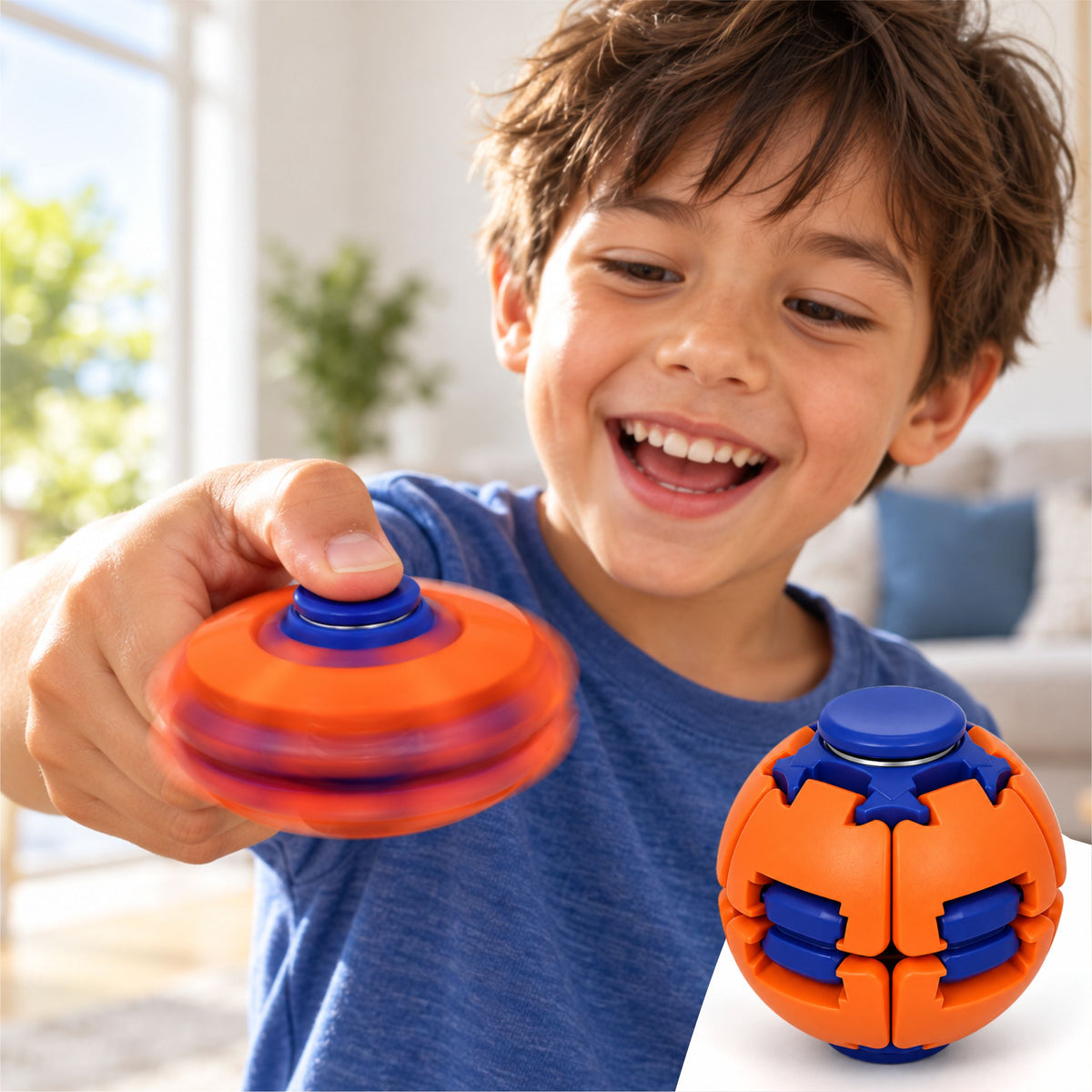 Chanak 2-in-1 Fidget Spinner Ball for Kids & Adults | Press & Transform 360° Stress Relief Toy – BIS Approved (Pack of 2)