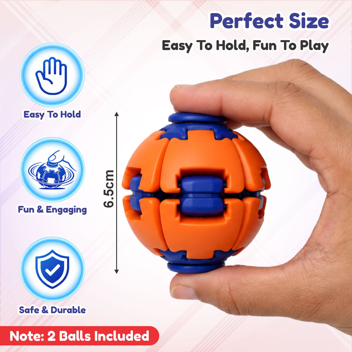 Chanak 2-in-1 Fidget Spinner Ball for Kids & Adults | Press & Transform 360° Stress Relief Toy – BIS Approved (Pack of 2)