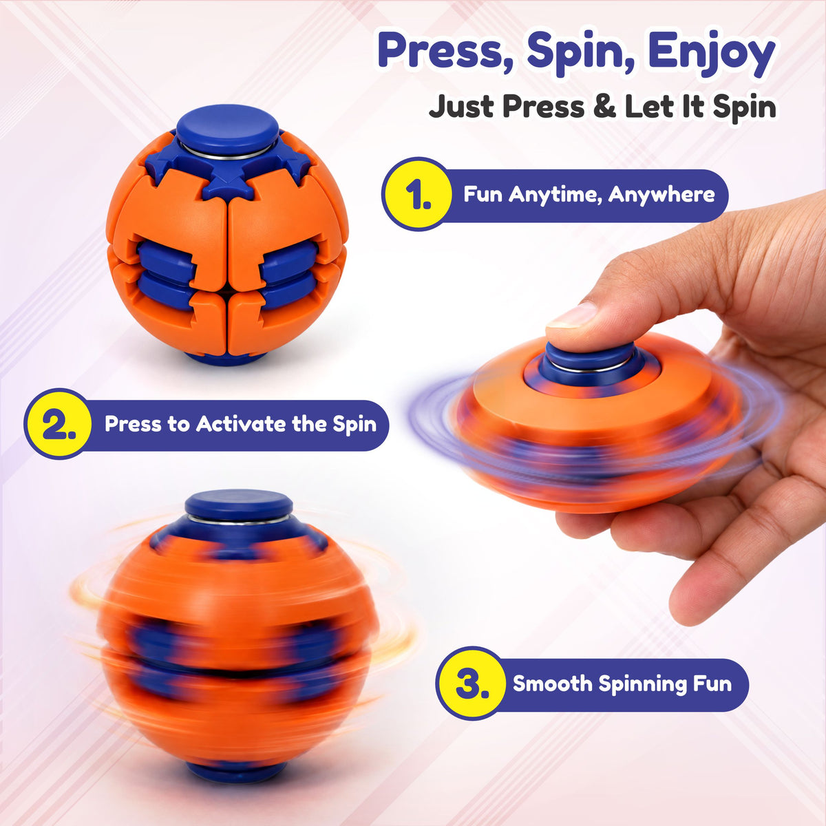 Chanak 2-in-1 Fidget Spinner Ball for Kids & Adults | Press & Transform 360° Stress Relief Toy – BIS Approved (Pack of 2)