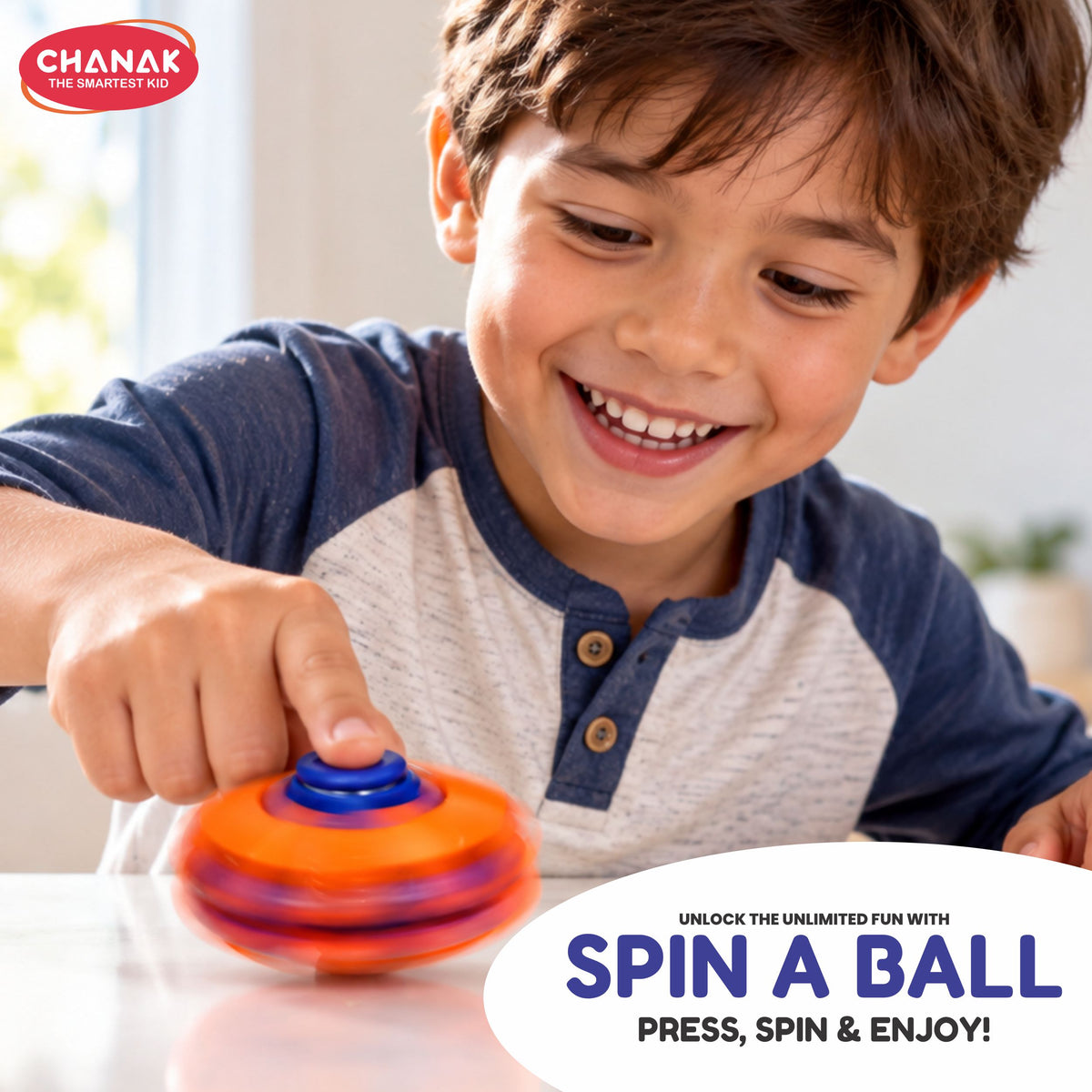 Chanak 2-in-1 Fidget Spinner Ball for Kids & Adults | Press & Transform 360° Stress Relief Toy – BIS Approved (Pack of 2)